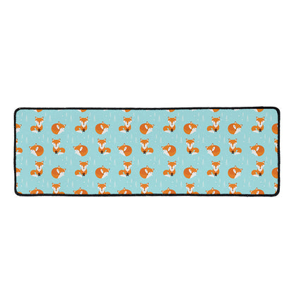 Winter Fox Pattern Print Long Kitchen Mat