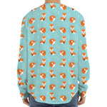 Winter Fox Pattern Print Long Sleeve Baseball Jersey