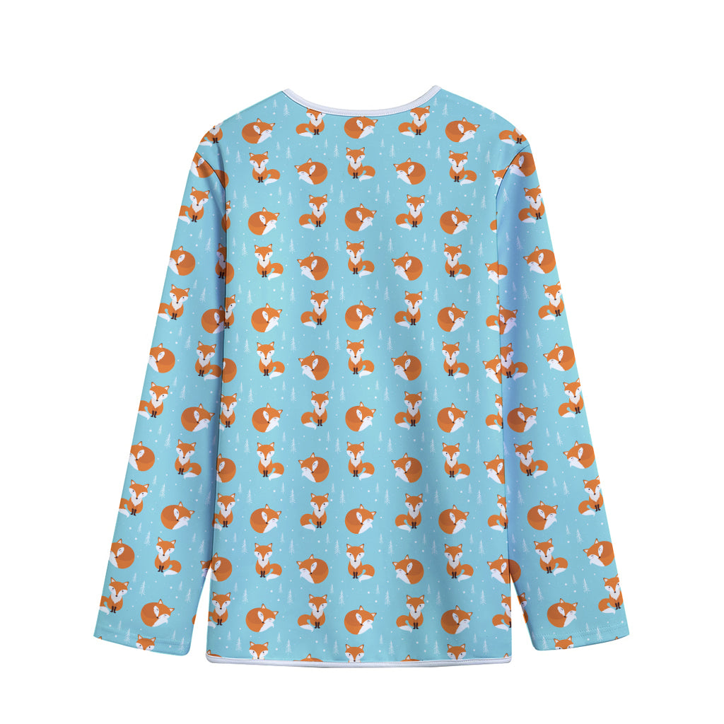 Winter Fox Pattern Print Long Sleeve Short Coat