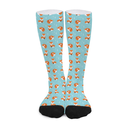 Winter Fox Pattern Print Long Socks