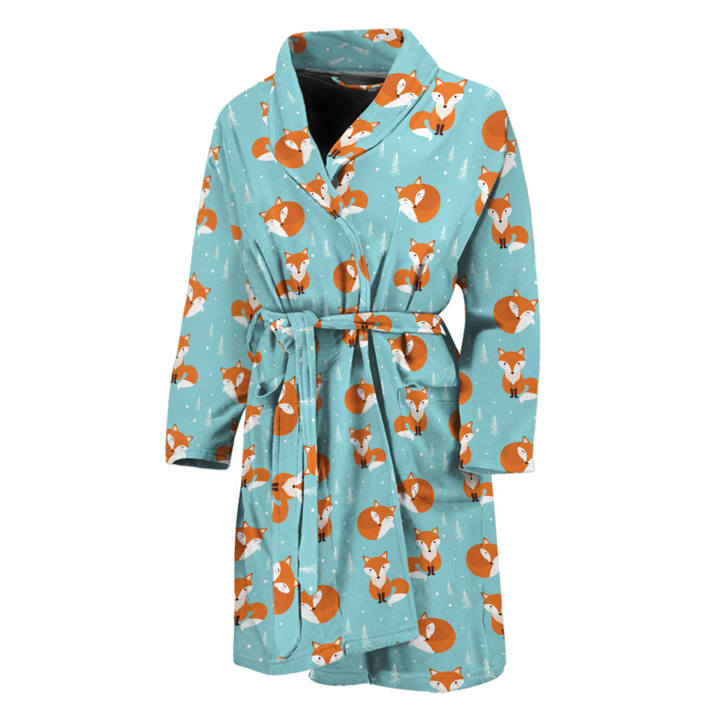 Winter Fox Pattern Print Men's Bathrobe