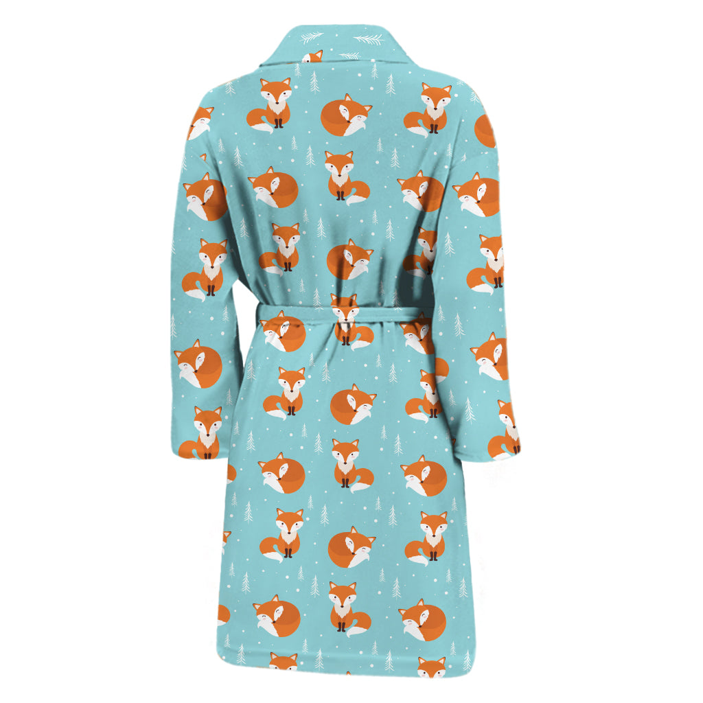 Winter Fox Pattern Print Men's Bathrobe