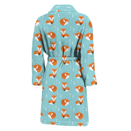 Winter Fox Pattern Print Men's Bathrobe