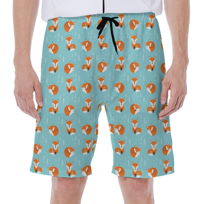 Winter Fox Pattern Print Men's Beach Shorts