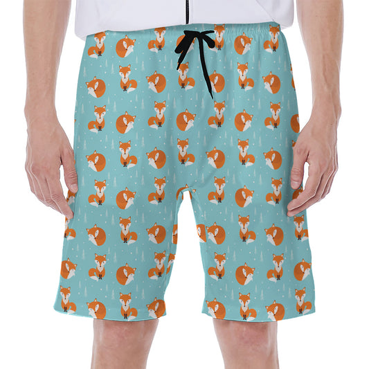 Winter Fox Pattern Print Men's Beach Shorts
