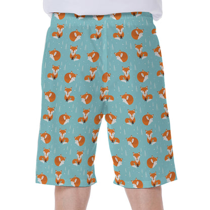 Winter Fox Pattern Print Men's Beach Shorts