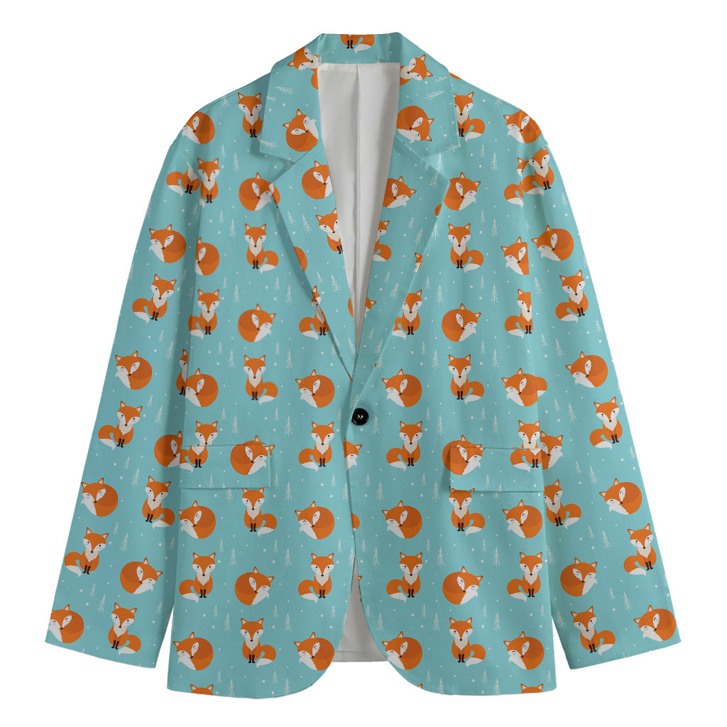 Winter Fox Pattern Print Men's Blazer