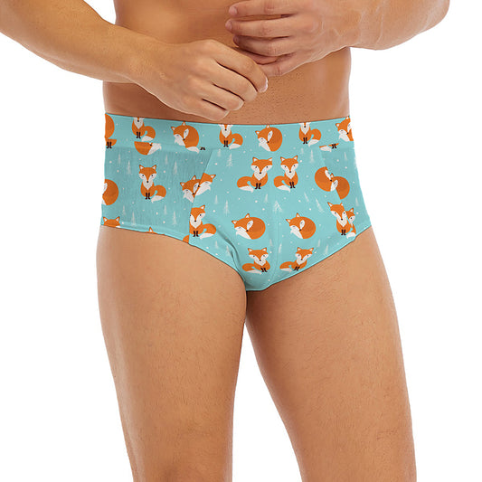 Winter Fox Pattern Print Men's Briefs