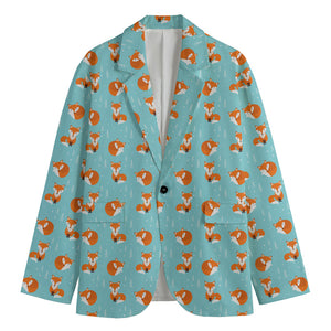 Winter Fox Pattern Print Men's Cotton Blazer