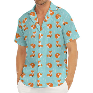 Winter Fox Pattern Print Men's Deep V-Neck Shirt