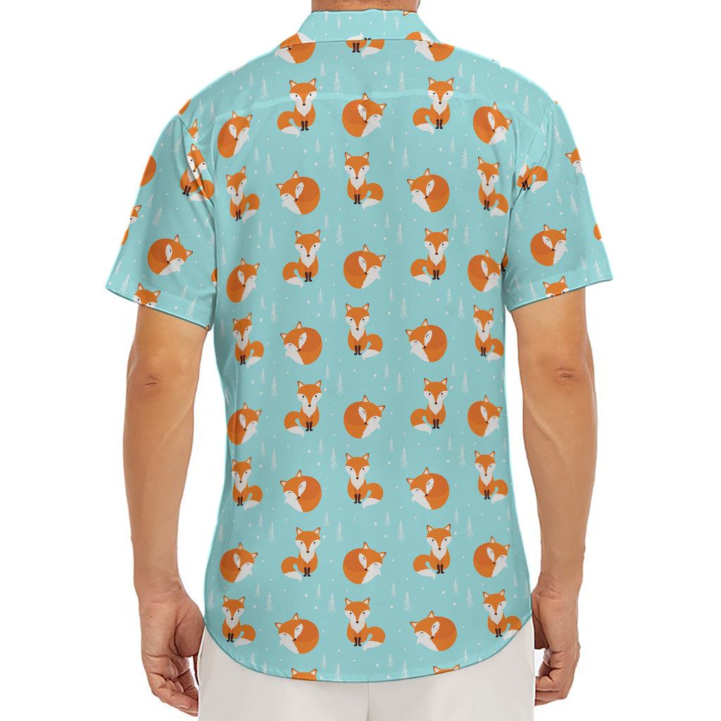 Winter Fox Pattern Print Men's Deep V-Neck Shirt