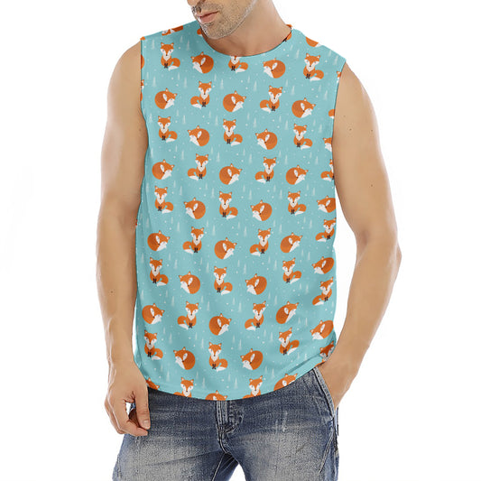 Winter Fox Pattern Print Men's Fitness Tank Top