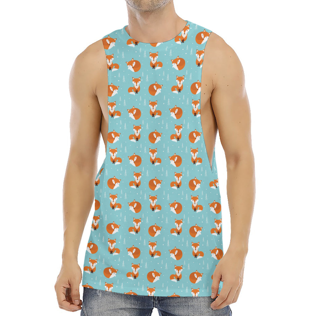 Winter Fox Pattern Print Men's Muscle Tank Top