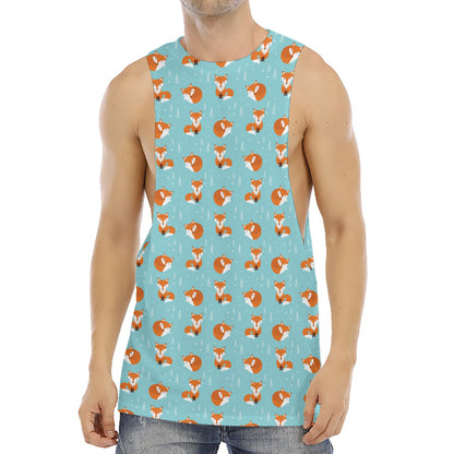 Winter Fox Pattern Print Men's Muscle Tank Top