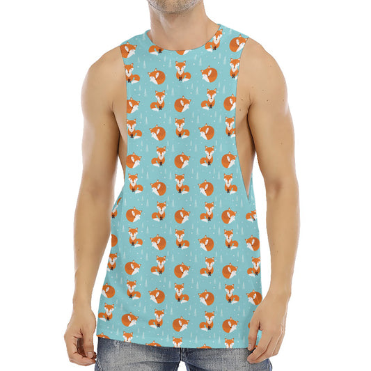 Winter Fox Pattern Print Men's Muscle Tank Top