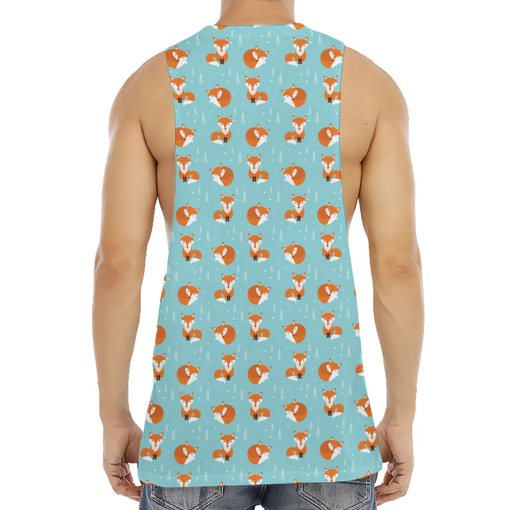 Winter Fox Pattern Print Men's Muscle Tank Top
