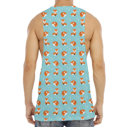 Winter Fox Pattern Print Men's Muscle Tank Top