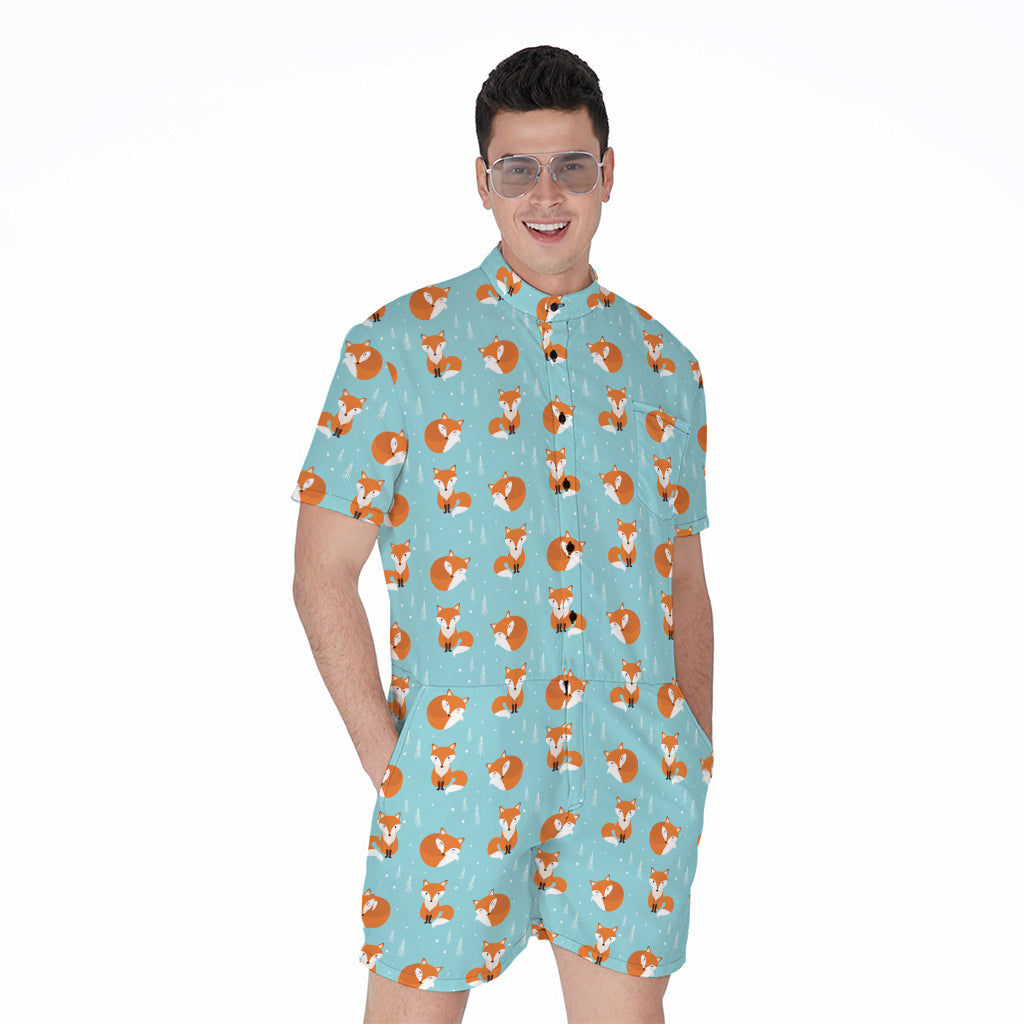 Winter Fox Pattern Print Men's Rompers