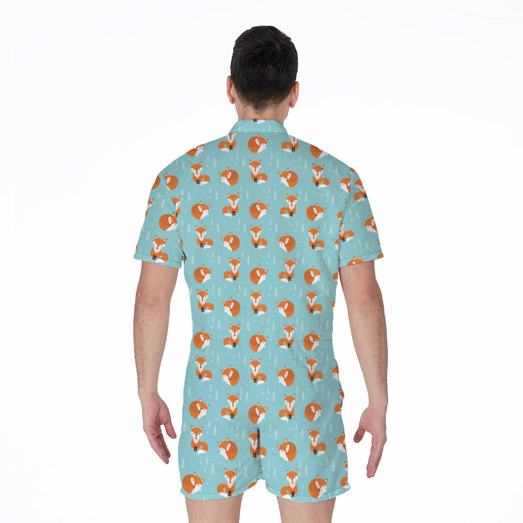 Winter Fox Pattern Print Men's Rompers