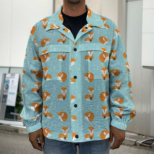 Winter Fox Pattern Print Men's Shirt Jacket