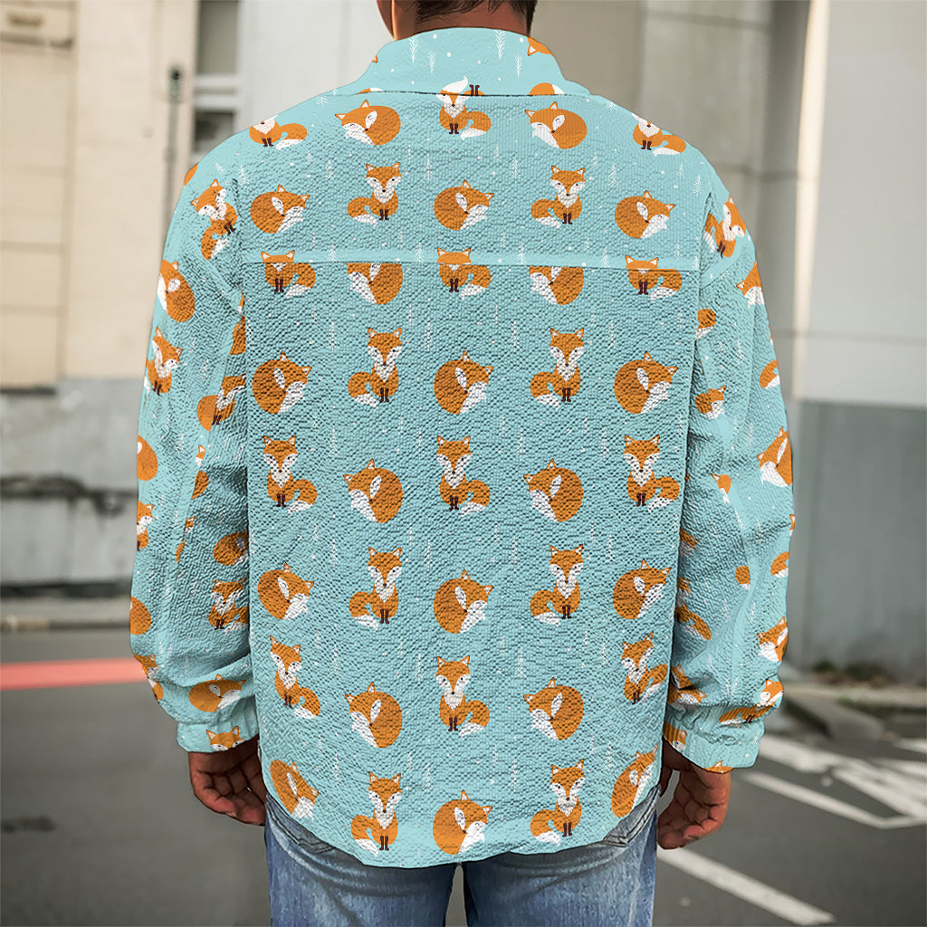 Winter Fox Pattern Print Men's Shirt Jacket