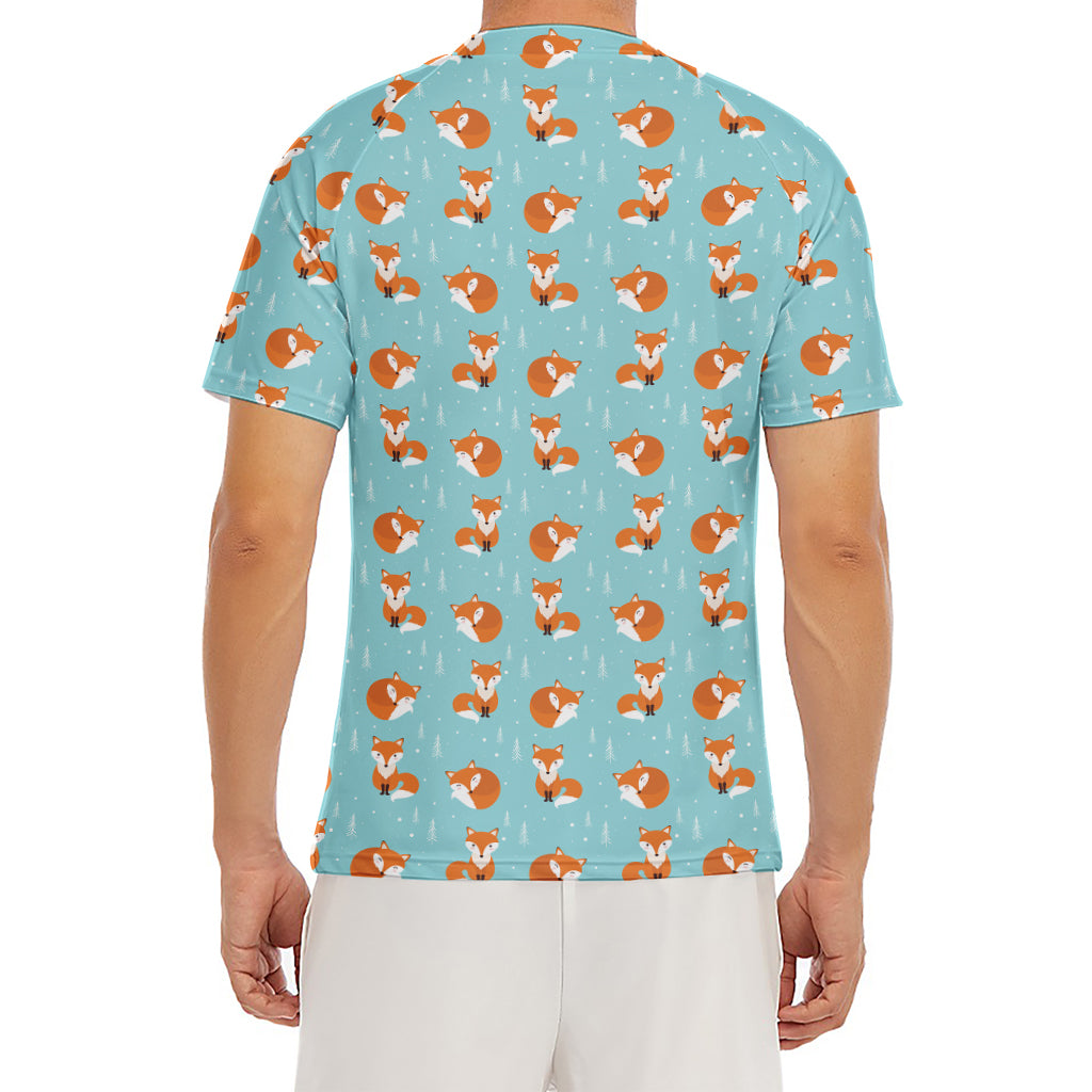 Winter Fox Pattern Print Men's Short Sleeve Rash Guard