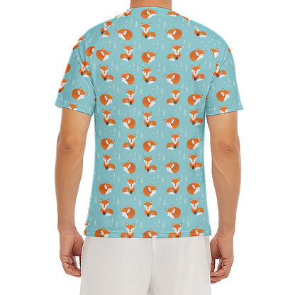 Winter Fox Pattern Print Men's Short Sleeve Rash Guard
