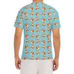 Winter Fox Pattern Print Men's Short Sleeve Rash Guard