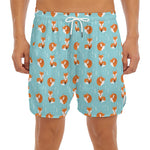 Winter Fox Pattern Print Men's Split Running Shorts