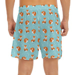 Winter Fox Pattern Print Men's Split Running Shorts