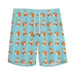 Winter Fox Pattern Print Men's Sports Shorts