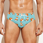 Winter Fox Pattern Print Men's Swim Briefs