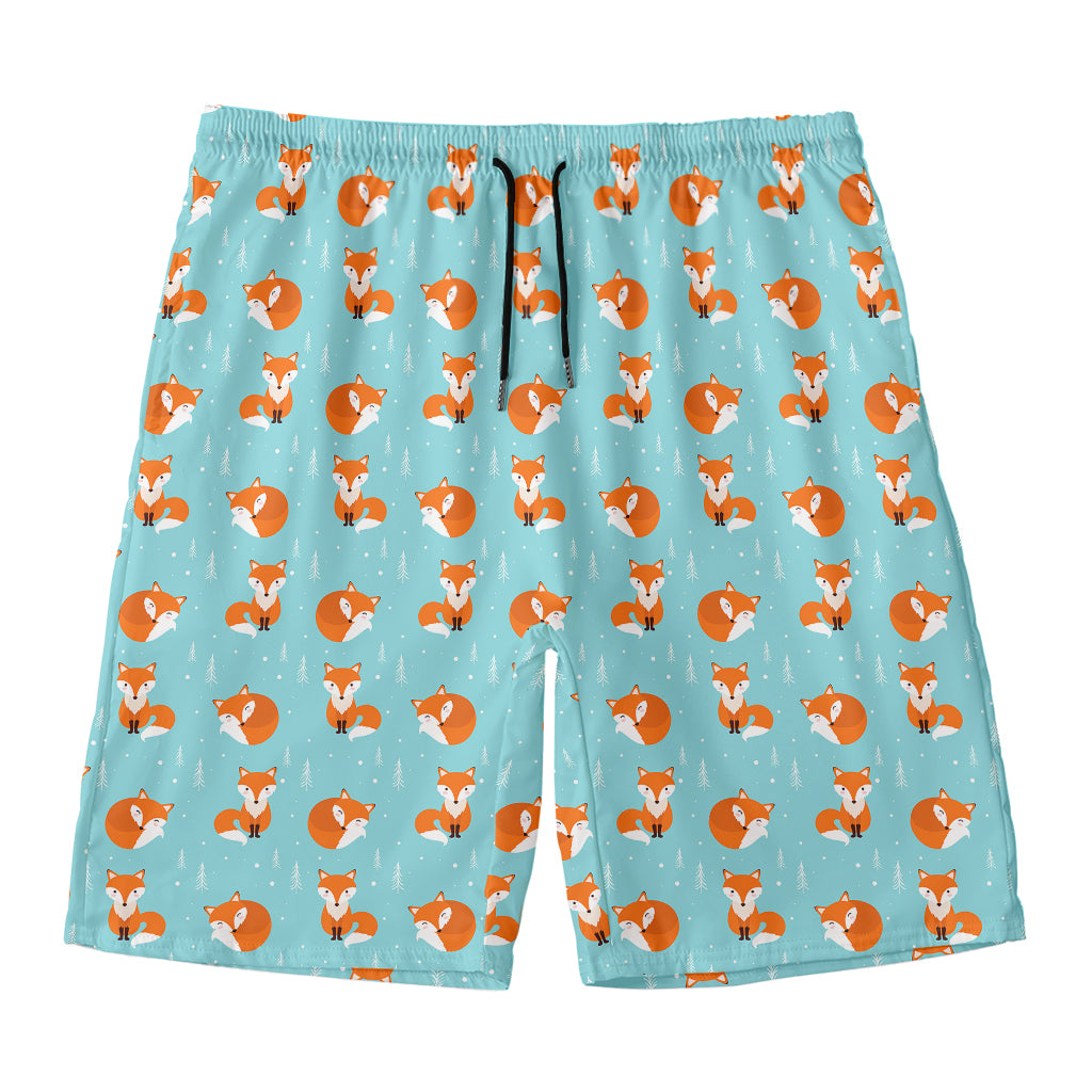 Winter Fox Pattern Print Men's Swim Trunks