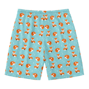 Winter Fox Pattern Print Men's Swim Trunks