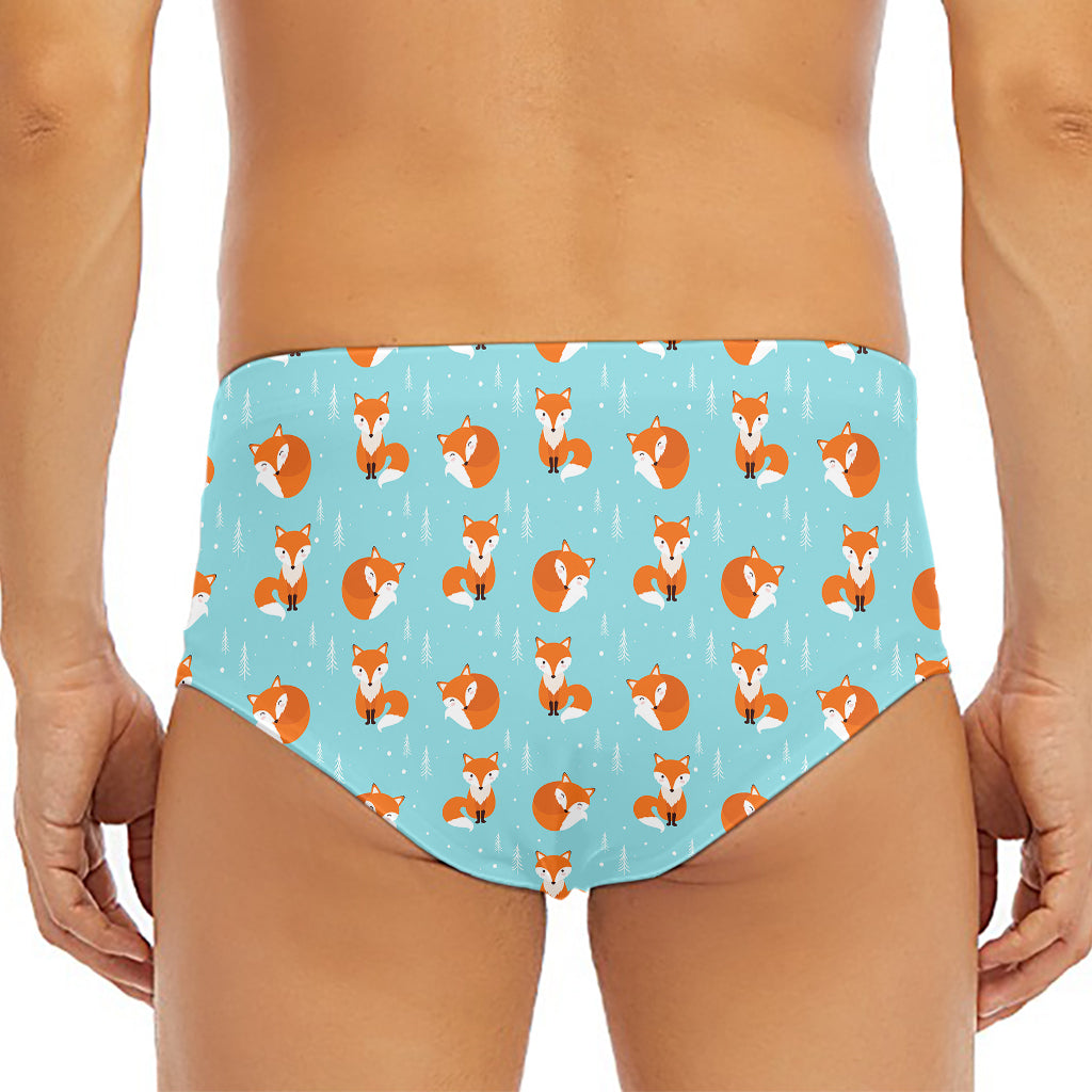 Winter Fox Pattern Print Men's Triangle Swim Briefs