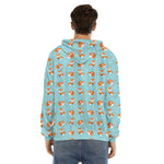 Winter Fox Pattern Print Men's Velvet Pullover Hoodie