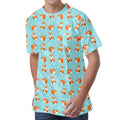 Winter Fox Pattern Print Men's Velvet T-Shirt