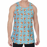 Winter Fox Pattern Print Men's Velvet Tank Top