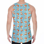 Winter Fox Pattern Print Men's Velvet Tank Top