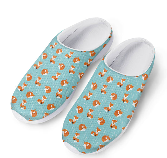 Winter Fox Pattern Print Mesh Casual Shoes