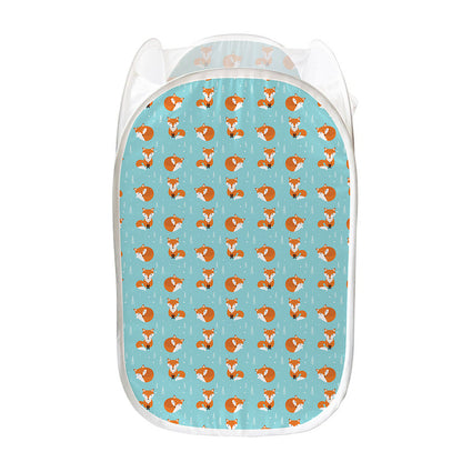 Winter Fox Pattern Print Mesh Laundry Hamper