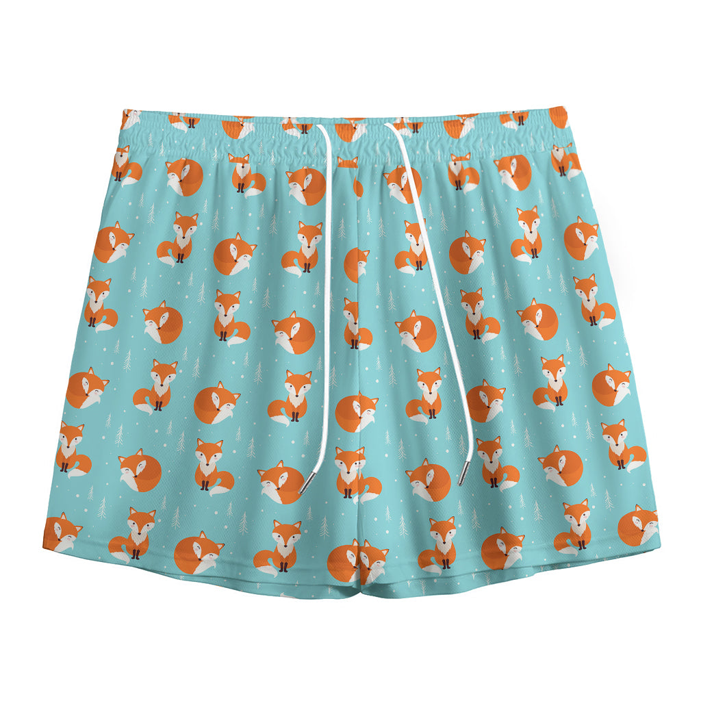 Winter Fox Pattern Print Mesh Shorts