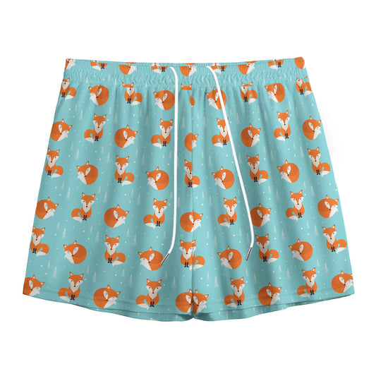 Winter Fox Pattern Print Mesh Shorts