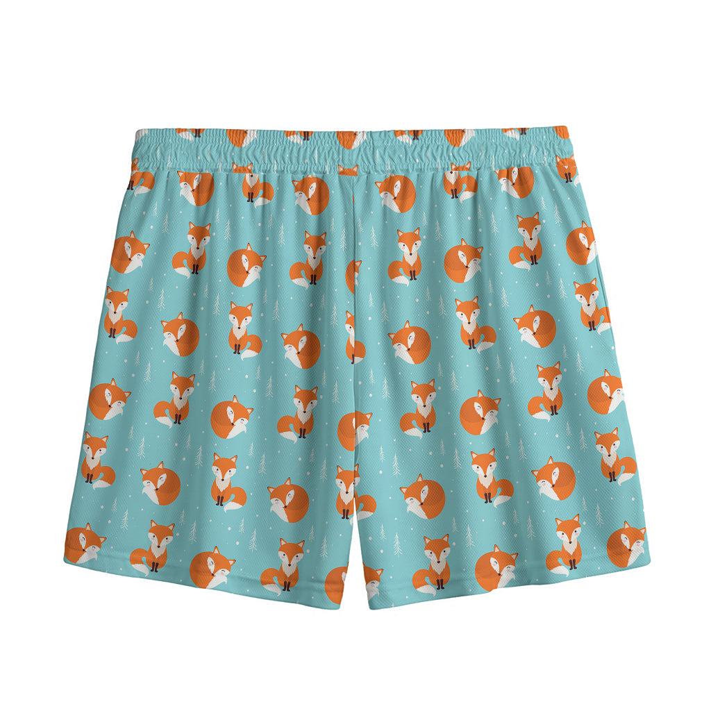 Winter Fox Pattern Print Mesh Shorts