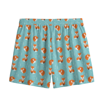 Winter Fox Pattern Print Mesh Shorts