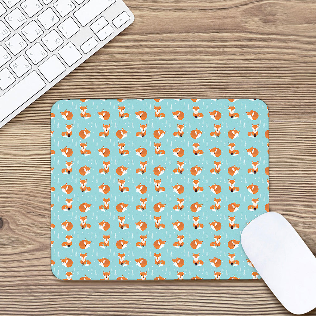 Winter Fox Pattern Print Mouse Pad