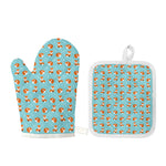 Winter Fox Pattern Print Oven Mitt And Pot Holder Set
