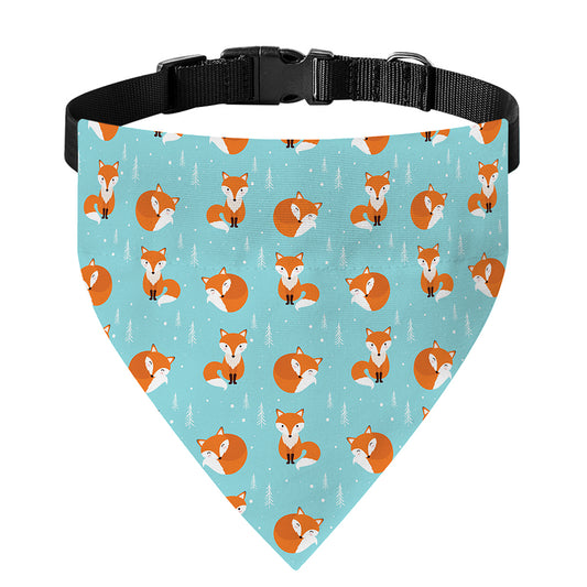Winter Fox Pattern Print Over The Collar Dog Bandana
