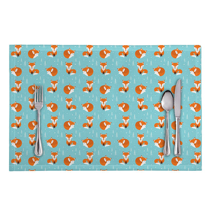 Winter Fox Pattern Print Placemat