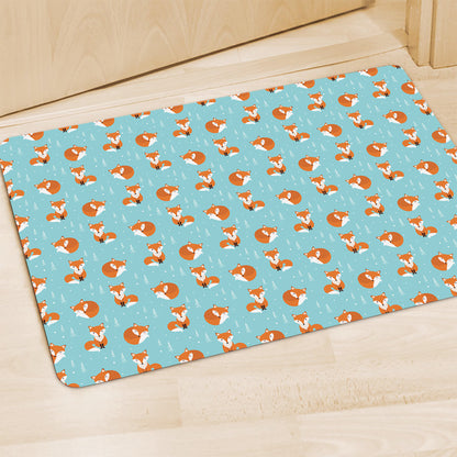 Winter Fox Pattern Print Polyester Doormat